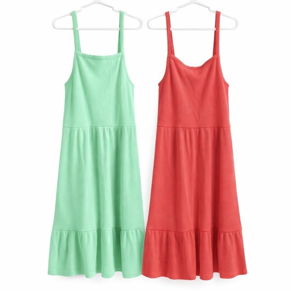 Old Navy Girls Rib-Knit Sleeveless Fit & Flare Dress Set of 2 Bundle Size M (8)
